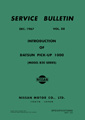 Service Bulletin - Vol. 88 - Introduction of Datsun Pick-up